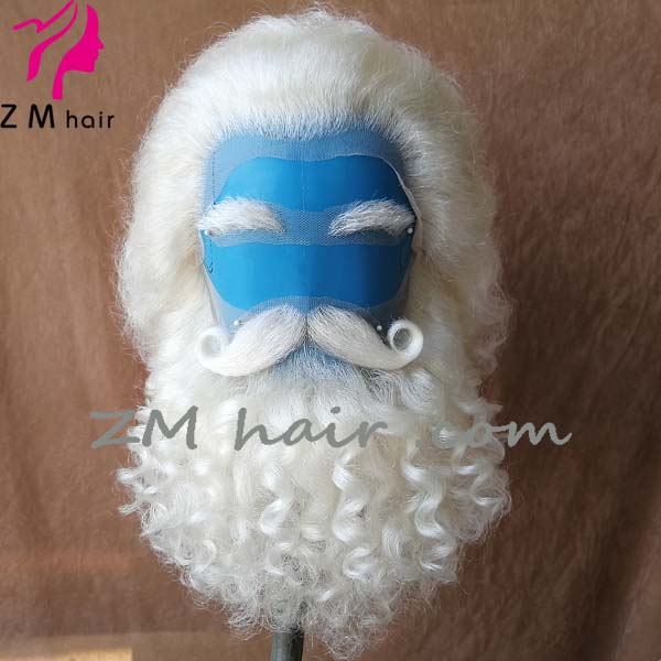 Wavy curly christmas Santa claus wig,santa beard Y-20 - ZM hair