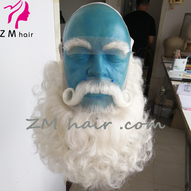 2020 deluxe yak hair santa claus lace beard moustache eyebrows set B-32 -  ZM hair