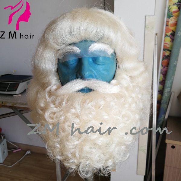 ZM hair yak hair wavy elastic santa claus wig and beard set MY-04 - ZM hair