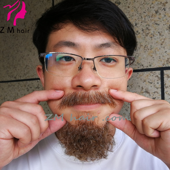 ZM hair realistic human hair lace chin beard and moustache for film /  theater / cosply F-12 - ZM hair